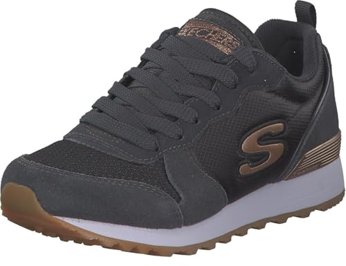 Skechers Women's Og 85 Gold'n Gurl Trainers, Grey Charcoal Suede Nylon Mesh Rose Gold Trim Ccl, 5 UK