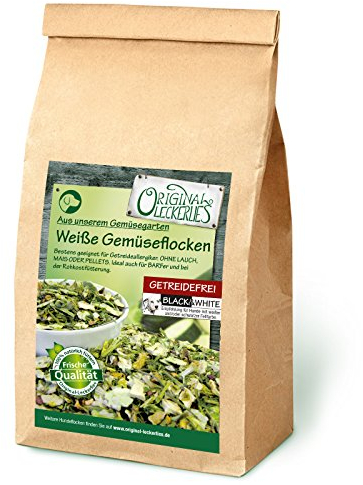 ORIGINAL LECKERLIES® Weiße Hunde Gemüse-Flocken Black&White, 2 kg getreidefreie Gemüseflocken, Hundeflocken, Barf Zusatz Hund Hundefutter – Naturprodukt für Hunde