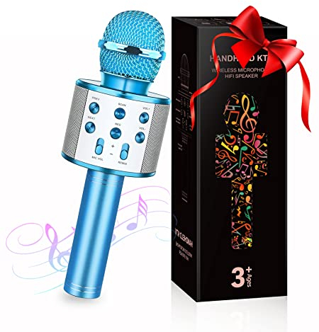 GeschenPark Microphone Karaoké, Jouet Garcon 4-10 Ans Micro Karaoke sans Fil Bluetooth Fille Cadeaux 4-12 Ans Fille Garcon Cadeau 4-12 Ans Jouet Enfant - Cadeaux de Noël Enfants