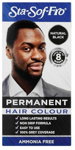 Sta Sof Fro Permanent Black Hair Dye for Men - Cream Formula, Natural Black Hair Color