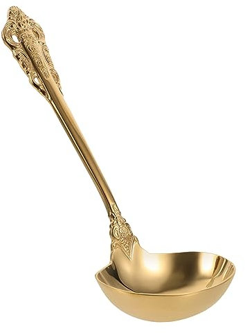 PHENOFICE Louche or En Acier Inoxydable Pour Servir Soupe Cuillère De Service Ergonomique Ustensile De Cuisine Et Antirouille Design Chic Et Confortable Pour