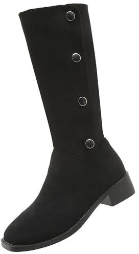 Stivali da equitazione da donna Western – Stivali da cowboyst, in pelle scamosciata, con tacco alto, da cowboy, Nero , 41