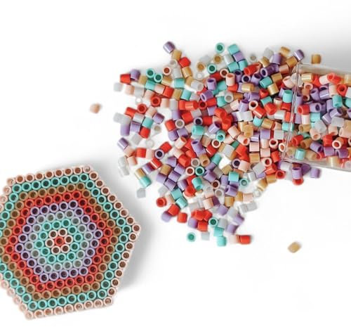 BIO XL Maxi strykpärlset inklusive hylsplatta – stor 10 mm 1 000 stycken – pastell och naken – för barn från 3 år – plug-in-pärlor ekologiska (ekologiska pastels)