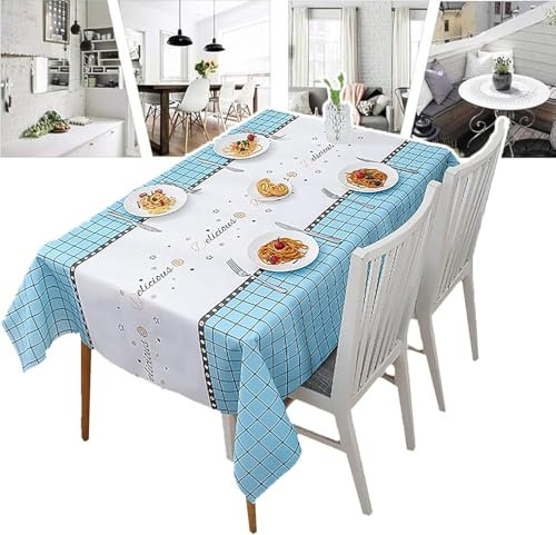 Wasserabweisend Abwischbar, öldicht Tischdecke Rechteckige, Wasserdicht plastiktischdecke, Grau Kariert PVC-Tischdecke für Esszimmer,Garten,Party,Hochzeiten oder Haushalt, 90 x 137 cm