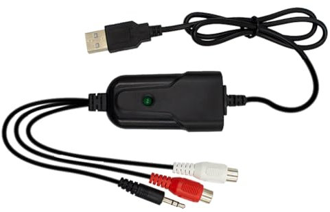 Jerilla USB 2.0 Audio Capture Card Grabber per Cassette a Convertitore MP3, 3,5 mm, Interfaccia Stereo R/L Compatibile con Windows XP/7/8/10 e Mac OS 10.14