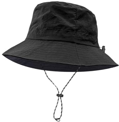 Unisex Bucket Hat, Foldable Wide Brim Bucket Hat Classic Black Lightweight Bucket Hats Waterproof Windproof Fishing Hat Foldable UV Protection Beach Sun Hat for Men & Women Travel Hiking Outdoor