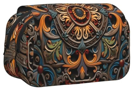 AYYQWE Medallion Multi Print Lightweight Pen Bag Stylish Stationery Travel Office Large Capacity Makeup Toiletry