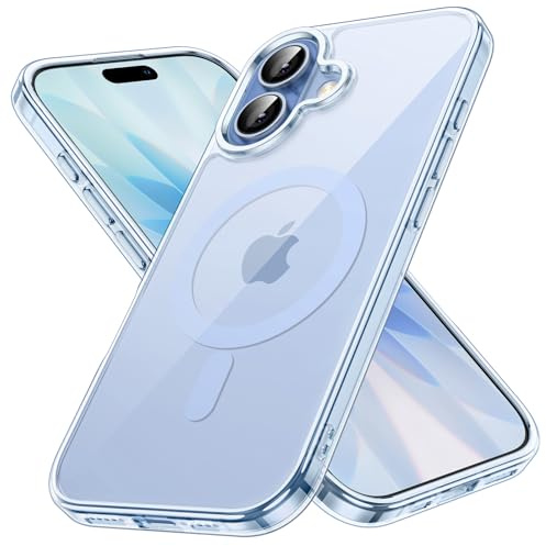 JETech Cover Magnetica per iPhone 17 6,3 Pollici Compatibile con MagSafe, Antiurto Cellulare Paraurti Custodia, Anti-Graffio Retro Trasparente (Azzurro nebbia)