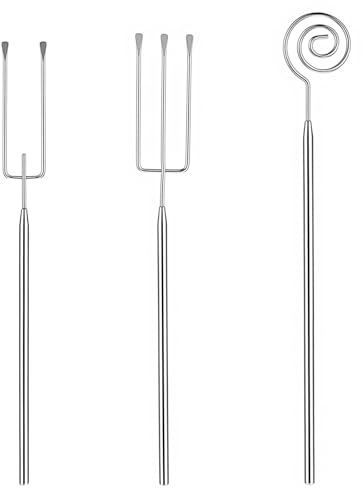 Shimmeroo 3PCS Chocolate Dipping Tool - Stainless Steel Candy Dipping Tools Baking Supplies Fondue Fork, Spiral Fork Cooking Tool Set, Dishwasher Safe