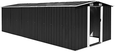 vidaXL Gerätehaus 257x580x181cm Metall Anthrazit Gartenhaus Geräteschuppen Schuppen Gartenschuppen Lagerschuppen Werkzeugschuppen Gartenaufbewahrung