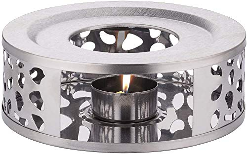 Stainless Steel Teapot Warmer Base with Hollow Frame Design Candle HolderTeapot Coffee Food Warmer for Borosilicate Glass Teapots