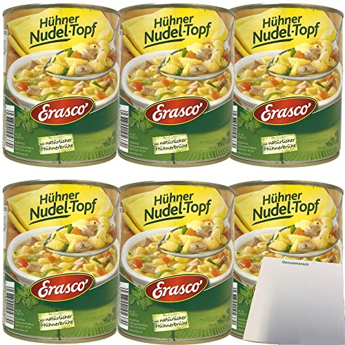 Erasco Hühner-Nudeltopf mit natürlicher Hühnerbrühe 6er Pack (6x800g Dose) + usy Block