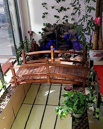ZIMGOD Gartenbrücke Bogen-Hinterhof-Gartenbrücke 1,4 m/4,6 fuß, Teichbrückendekorationen im Japanischen Stil, Deck, Terrasse, Schuppen, Steg, Kleine Gartenwegbrücken