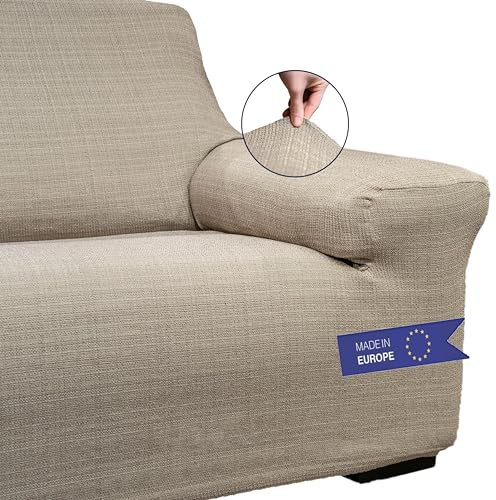 BLUZIMAN Funda Sofa 3 Plazas Gruesa Hecha en España 100%, Fundas Sofá Elastica Ajustable De Calidad, Cubre Capa Sofá 3 Lugares Cobertor Sofa Cover (Tres plazas, Lino)