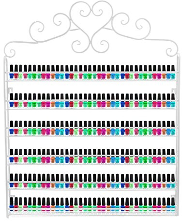 LEUTED 6-tier Nagellackständer Wandregal, Metall Nagellack Regal Aufbewahrung Display schminktisch organizer Lippenstiftständer Regal Damen makeup organizers, ätherische ölen aufbewahrung (Weiß)