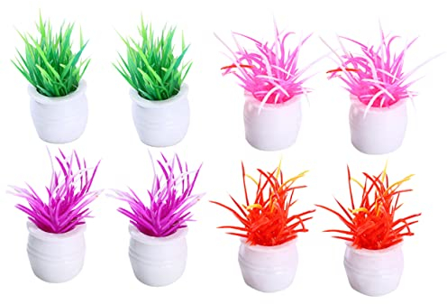 Toddmomy 8 Piezas Mini Modelo De Planta Plantas De Jardines De Hadas Suculentas Falsas En Macetas Espárragos Artificiales Bonsái En Miniatura Mini Cosas Casa De Muñecas Resina