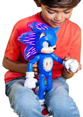 Sonic The Hedgehog 3 Action Figure - Ultimate Talking Sonic 34 cm con Luci e Suoni Ispirato al Film Sonic 3, Occhi e Aculei Luminosi, Suoni Iconici Tratti dal Film