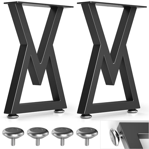 Likapop 16'' Tischbeine Metall Tischgestell Schwarz Tischbein Robust Tischkufen V-Form für Couchtisch, Esstisch, Schreibtisch, Sitzbank (H40cm x W30cm, 2 Stück)