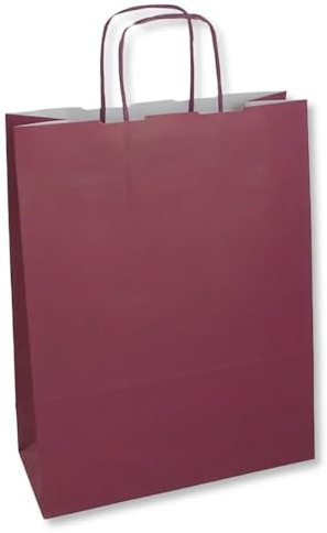 25 PZ Busta Shopper in CARTA VARI COLORI formato 18+7 altezza 24cm | 25 buste colorate prodotto versatile e sostenibile resistente e durevole (Bordeaux)