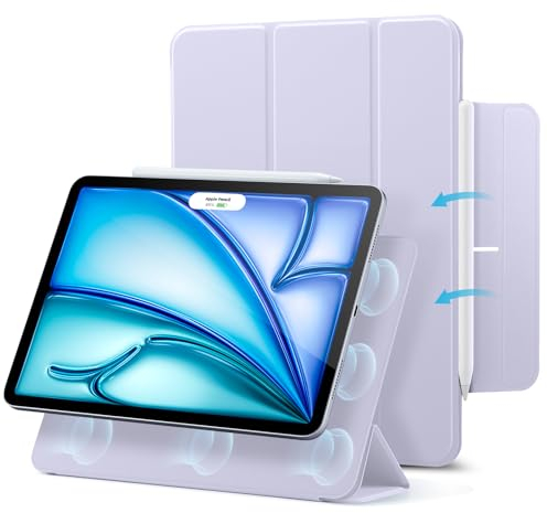 ESR for iPad Air 11 Inch Case M3/M2 (2025/2024), iPad Air 5th/4th Gen Case (2022/2020), Powerful Magnetic Attachment, Slim Trifold Stand, Supports Pencil Pro&Pencil, Durable Protection, Light Purple