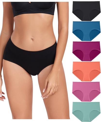 wirarpa Underwear Women Cotton Ladies Knickers Comfortable Pants for Women Full Coverage Briefs 6 Pack Multicolour Size X-Large
