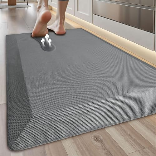 Anti Fatigue Kitchen Mats for Floor, Grey 9/10 Extra Thick Cushioned Standing Desk Mat, Comfort Memory Foam Ergonomic Kitchen Rugs and Mats Non-Slip Waterproof for Office, Kitchen, Sink, 20 x 32
