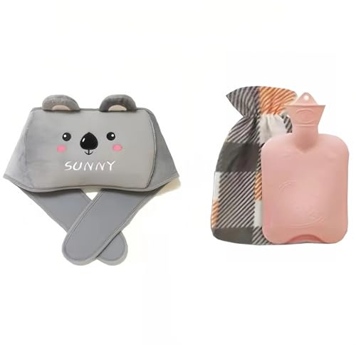 Cintura per Bottiglia Dell'Acqua Calda,1l Borsa Acqua Calda In Gomma,Borsa Dell'Acqua Calda 3 In 1 per Collo,Spalle,Schiena,Vita,Dolori di Regolazione,per Bambini,Adulti, Anziani,Donne