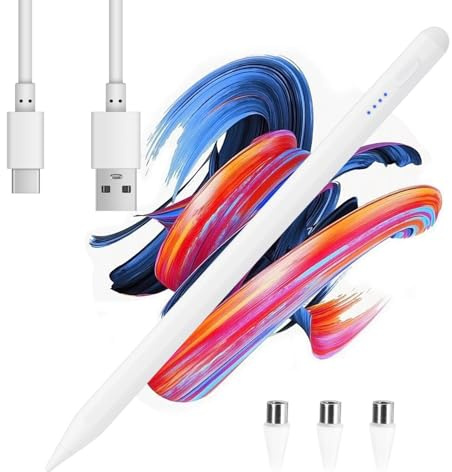 Lapiz para Tablet Universal Compatible con Xiaomi iPad iPhone Samsung Huawei Tablet y Teléfonos Android Stylus Punta Fina 1.45mm Alta Precisión y Sensibilidad de Inclinación con 5 Puntas de Repuesto