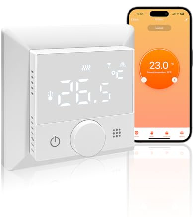 KETOTEK Smart Thermostat 3A for Gas Boiler/Water Underfloor Heating, Digital Programmable Room Thermostat Compatible with Alexa Voice Control, Adjustable Standby Backlight