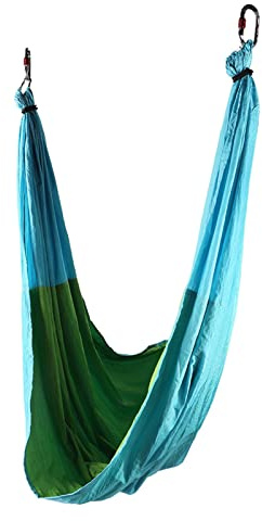 Aramox Hamaca de Yoga, Juego de Columpio Aéreo de Yoga de Tela de Nailon para Ejercicios Aéreos con de Espuma Gruesa, Ajustable, Soporta 200 Kg (cielo y verde fruta.)