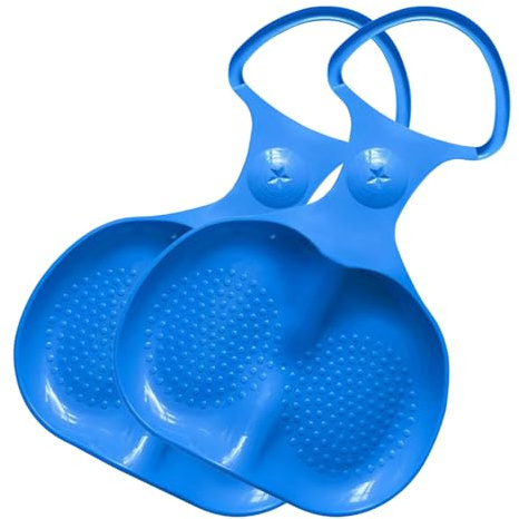 Snow Sled Board, Plastic Snow Slider, Bum Seat Sledge for Kids and Adults, Lightweight Snowboard Sled, 2 Pack, Winter Outdoor Play Sleigh, Sand Downhill Skiing Board, Toboggan Sledges (Blue)