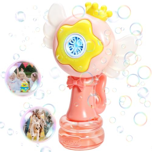 Machine à bulles pour enfants, pistolet à bulles d'ange avec lumière LED