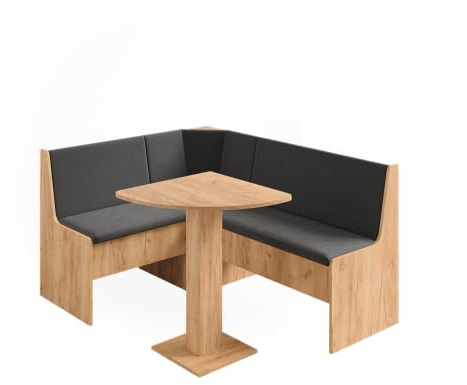 Vicco Conjunto con Banco esquinero Ramon, Roble Dorado, 137.6 x 92.8 cm con Mesa de Esquina