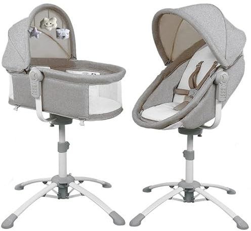 bebe2luxe Louna : Multifunktionale Wiege Baby (ELEKTRISCHE BABYSCHAUKEL, HOCHSTUHL,BABYWIPPE) (Gray)