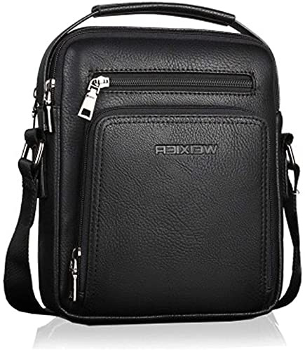 Hjkiopc axelväska män axelväska crossbody mobilväska messengerväska herrväska axelväska läder bröstväska, svart, 21cm*7cm*26cm, Retro