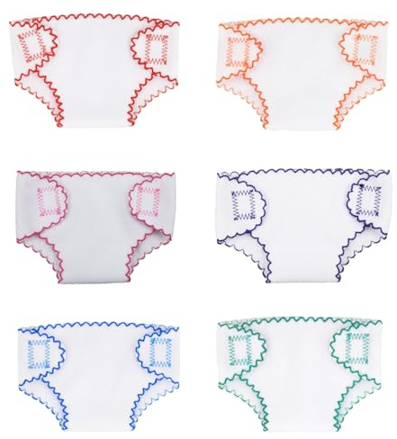 TOYANDONA Mini Doll Diapers - 6Pcs Adjustable Cloth Nappies for 14-18 Inch Dolls Washable & Reusable Baby Doll Accessories