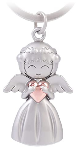 GZXYA 1275 Porte-clés ange gardien porte-bonheur avec pendentif en forme d'ange avec cœur pour examens ou voiture, convient comme cadeau pour femme, petite amie, collègues, D 1275 (D or rose 1275)
