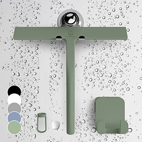 Gütewerk Escobilla de Ducha para Puertas de Ducha, 23 cm, Limpieza de Vidrio, Accesorios de Ducha de Silicona, Herramienta de Limpieza de Ventanas, Limpiador de Ducha de Vidrio higiénico, Hoja de