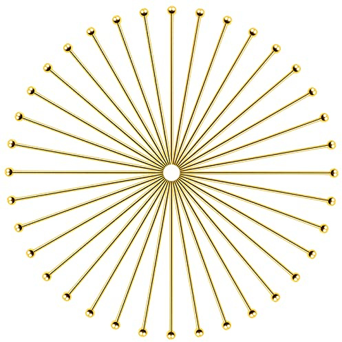 TOAOB 200 Stück Messing 18K Vergoldet Kugelkopfstifte Blütenförmig 35 mm Nietstifte Kettelstifte Prismenstifte Gold für DIY Schmuckherstellung