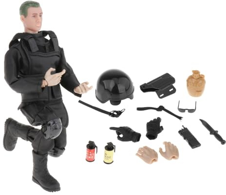 Perfeclan Action Figure Modello in Scala 1:6 dei Soldati, Set da Gioco con Action Figure da 12 Pollici per Adolescenti, Ragazzi e Ragazze, Bambini, Nero