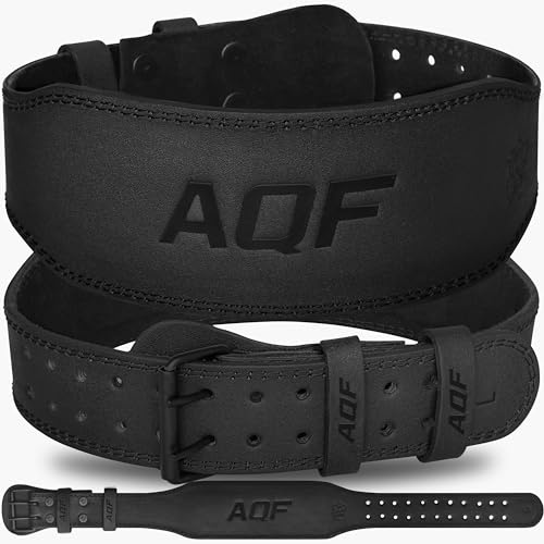 AQF Gewichthebergürtel - 4 6 Breit Leder Lendenwirbelstütze Gepolsterte Lifting Belt, Gym Belt Mit Stahlrollenschnalle, Sportgürtel Für Bodubuilding & Fitness (Mattschwarz 4 Zoll, Large 32-36)
