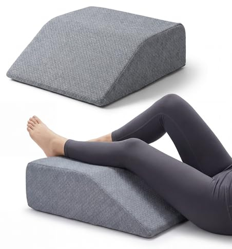 COSTWAY Oreiller Élévation Jambes, Coussins Relève-Jambes Mémoire de Forme, Oreiller de Lecture Housse Amovible & Lavable, Antidérapant, pour Sommeil, Lecture, Post Opératoire, Grossesse, Gris