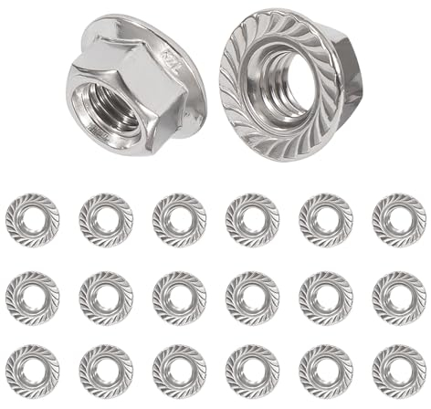 QIMEI-SHOP Dadi Flangiati M6 Esagonali in Acciaio Inox Autobloccanti con Flangia e Dentatura DIN 6923 - 20 Pezzi