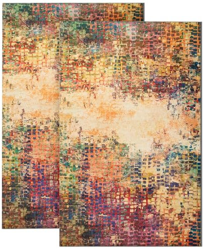 BedLooms Door Mat 40x60 cm 2 Pack – Non Slip Heavy Duty Indoor Outdoor Washable muddy mats for dogs – Stylish Welcome Front Doormat – Dirt Trapper Kitchen Floor Mat Inside Outside Doormats, Vibrant