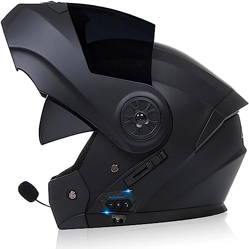 Adulte Bluetooth Modulable Casque Moto Homme Et Femme ECE Homologué Flip Up Casque Moto avec Double Visière pour Anti-Collision Casque Scooter Integral Modulable Locomotive Casque