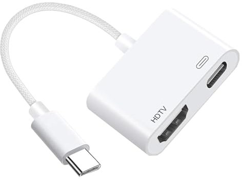 Adattatore da USB C a HDMI, Adattatore da tipo C a HDMI 4K, PD Ricarica USB-C 100 W, 2 in 1 Usb Type C Digital AV Compatibile con i-Phone 16/15/iPad/Tablet/TV/Proiettore/Monitor