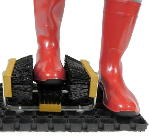 CZYSZCZAK Schuhabstreife MaxSMART - Fußmatte für den Außenbereich - Schuhreiniger mit Gummiplattform, verstärkte Befestigung von 3 Bürsten mit Nylonborsten, Keine Montage erforderlich