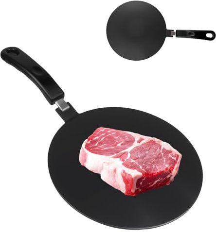 Qivine Induktion Adapter, 24cm Induktionsadapter mit Abnehmbarem Isoliergriff, Edelstahl Adapterplatte für Induktionsherd, Kochgschirr, mit Schwarzer Hochtemperaturbeschichtung