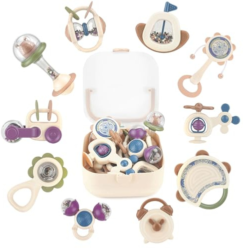 JOYBOY Sonaglio Neonato 10 Pezzi, Giochi Dentizione Montessori, 0-12 Mese