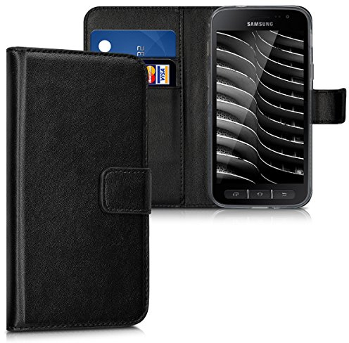 kwmobile Hülle kompatibel mit Samsung Galaxy Xcover 4 / 4S - Kunstleder Handyhülle mit Kartenfächern - in Schwarz